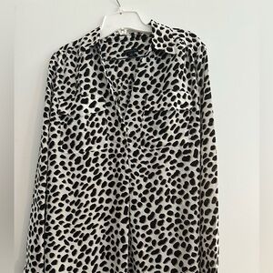Black and White Animal Print Blouse